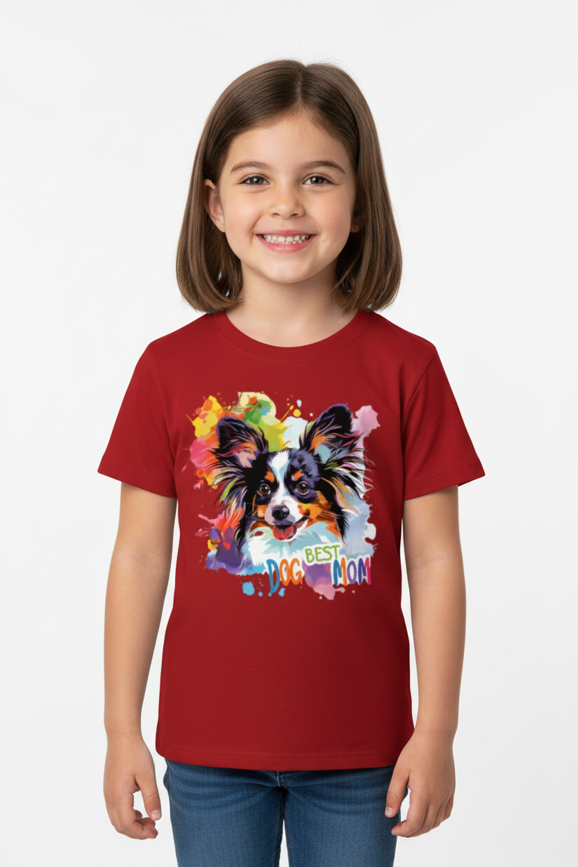 Kids Best Dog Moon Graphic Printed T-Shirt | Cute Color Splash Dog Tee