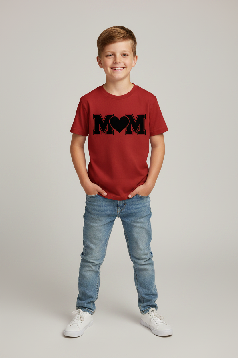 M♥️M Kids Graphic Printed Cotton T-Shirt | Cute Mother's Love Half Sleeves Crew Neck Tee for Boys & Girls
