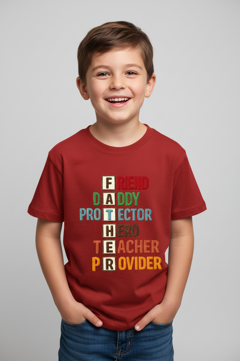 Kids Father's Day Typography Printed T-Shirt | 100% Cotton | White |
