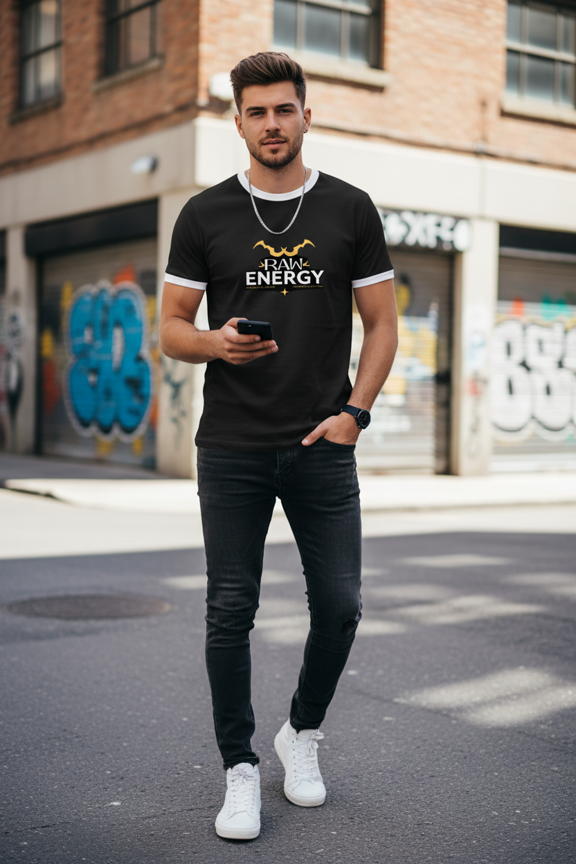 Raw Energy Graphic Ringer T-Shirt