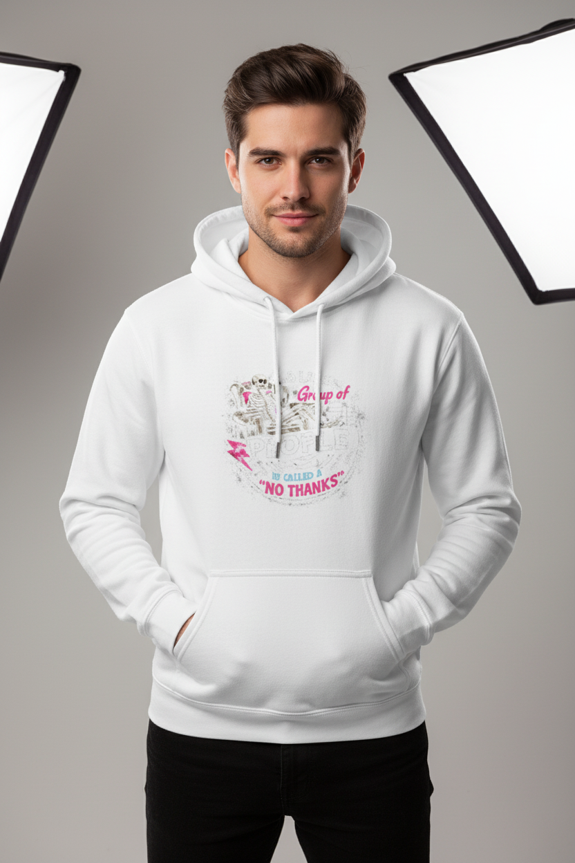 Men's White Graphic Printed Hoodie | Premium Cotton Blend | Regular Fit | Made in India