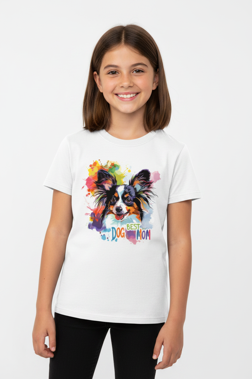 Kids Best Dog Moon Graphic Printed T-Shirt | Cute Color Splash Dog Tee