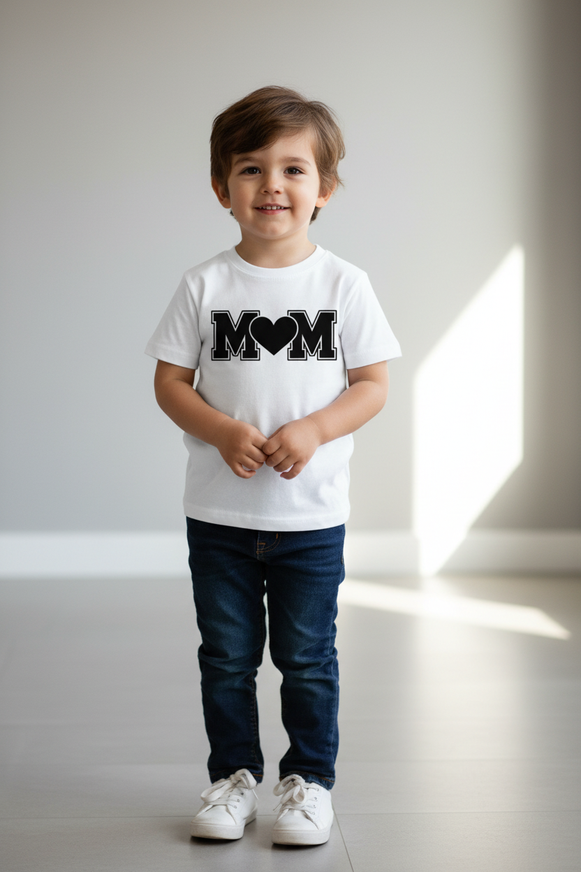 M♥️M Kids Graphic Printed Cotton T-Shirt | Cute Mother's Love Half Sleeves Crew Neck Tee for Boys & Girls