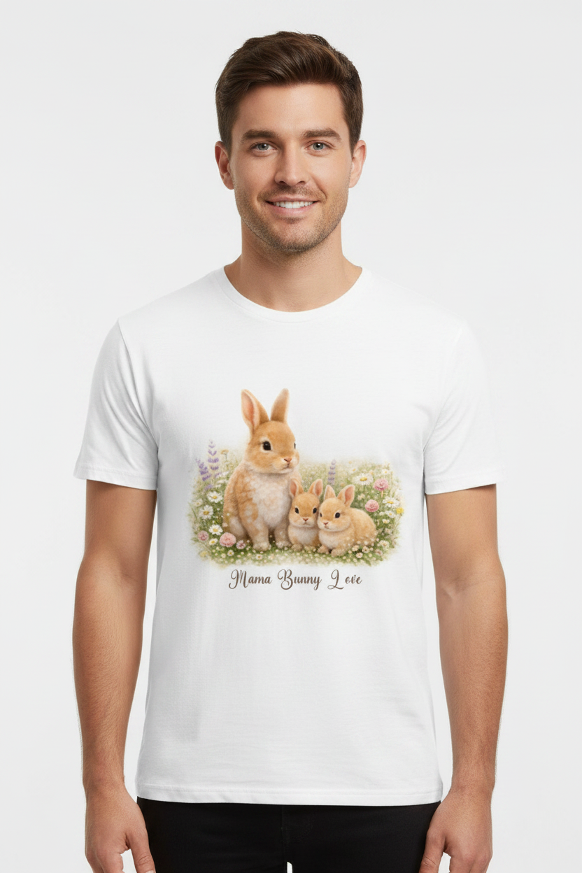 Mama Bunny Love Premium Cotton Printed Unisex T-Shirt | Cute Rabbit Graphic Tee