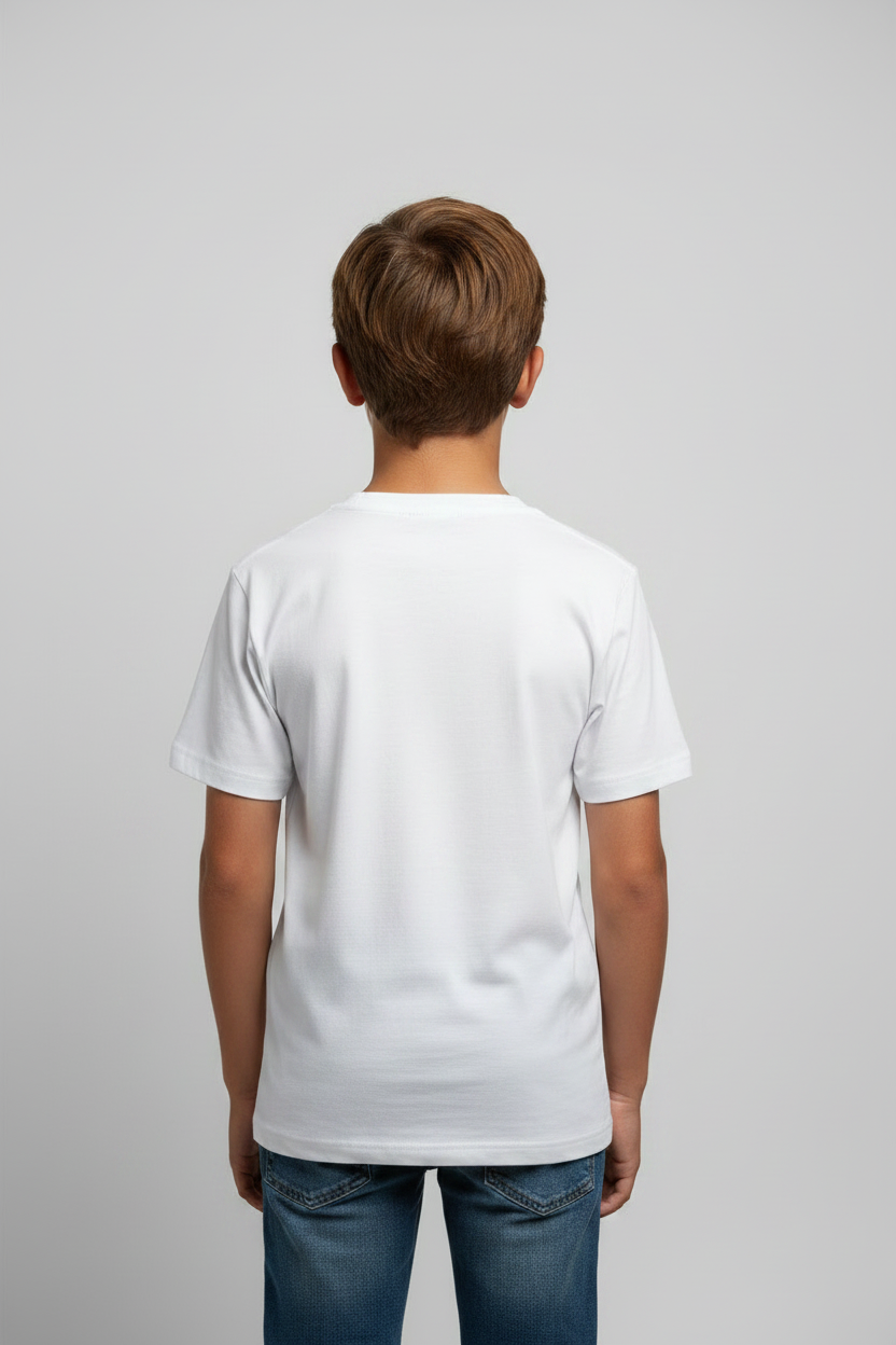 Boys Cute Dog Graphic Printed White Crew Neck T-Shirt | Morning People