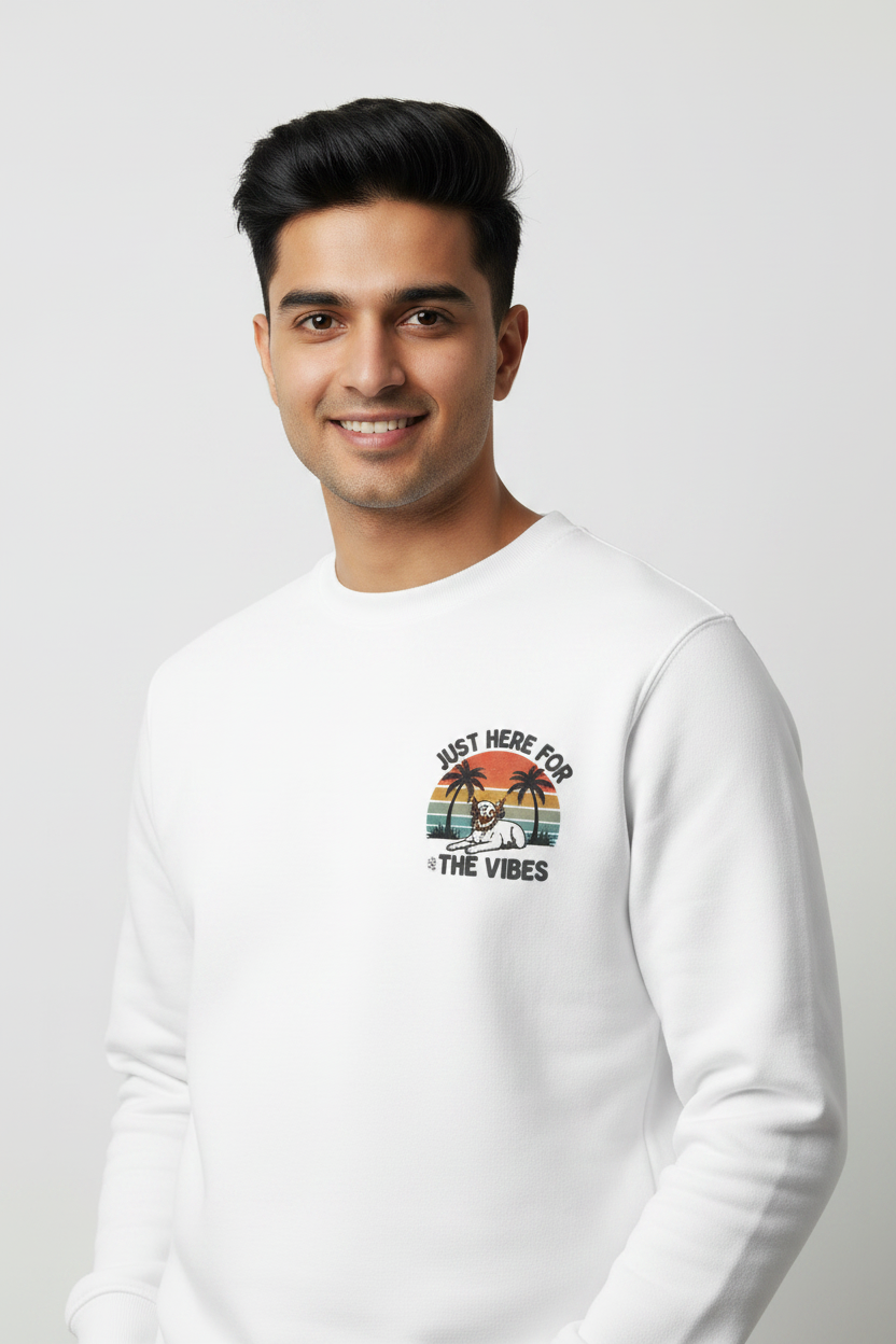 Just Here for the Vibes Men's Premium Mustard Cotton Sweatshirt