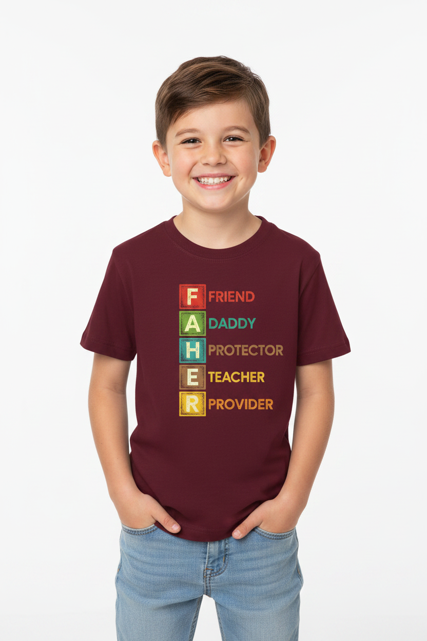 Kids Father's Day Typography Printed T-Shirt | 100% Cotton | White |