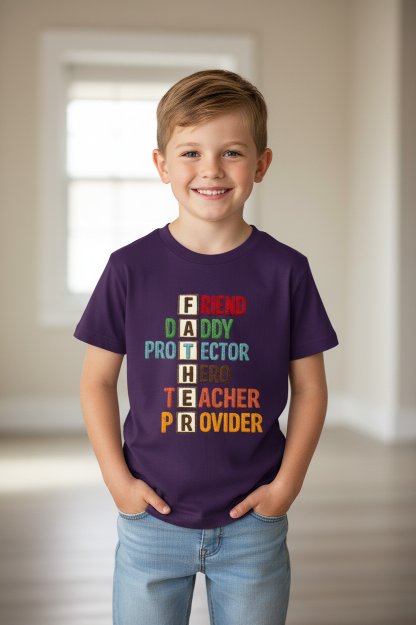 Kids Father's Day Typography Printed T-Shirt | 100% Cotton | White |