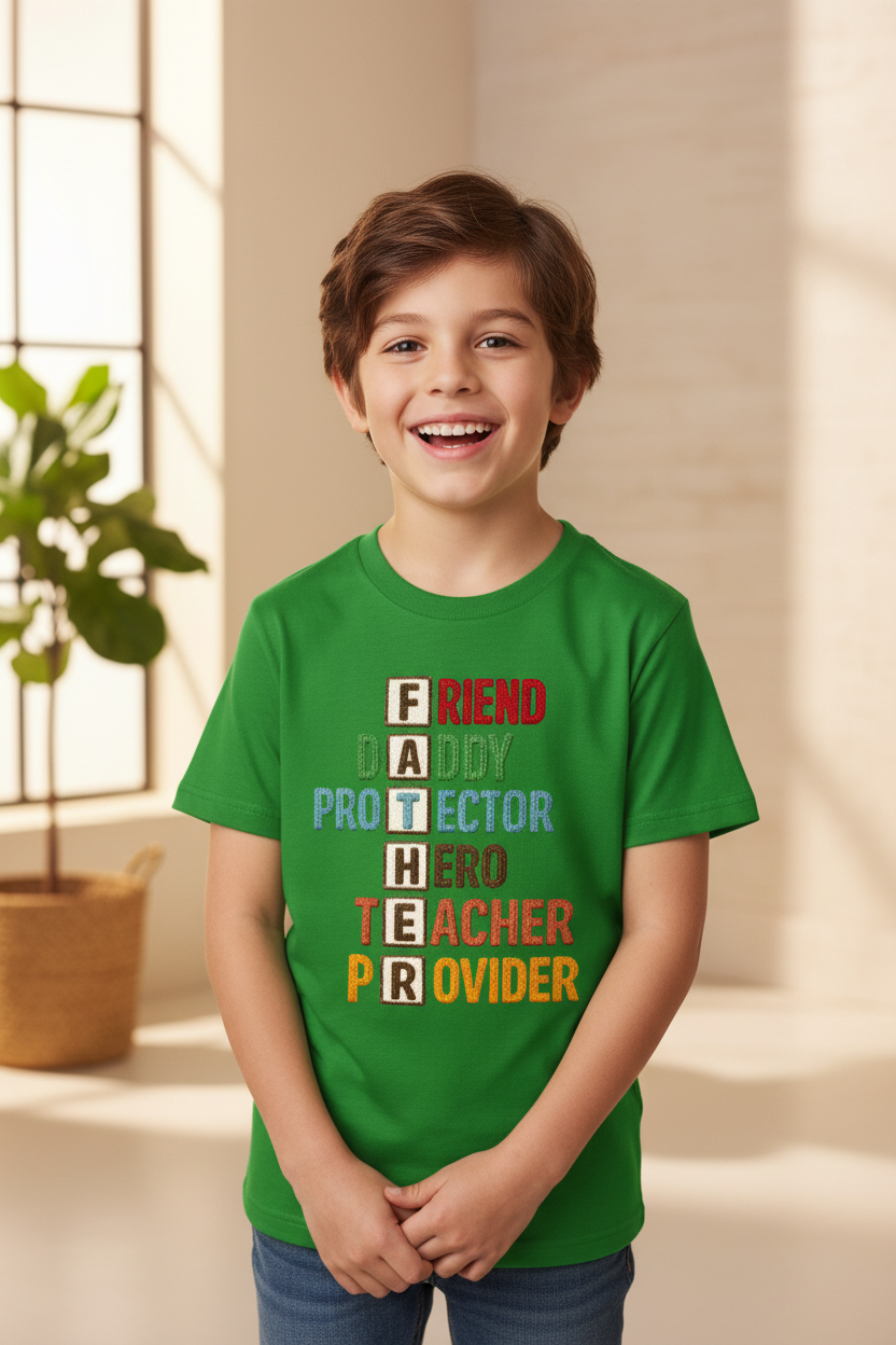 Kids Father's Day Typography Printed T-Shirt | 100% Cotton | White |
