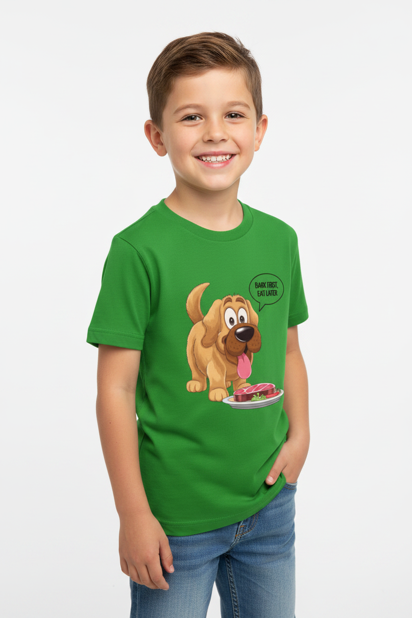 Boys Cute Dog Graphic Printed Cotton T-Shirt| Soft Premium Half Sleeves Tee