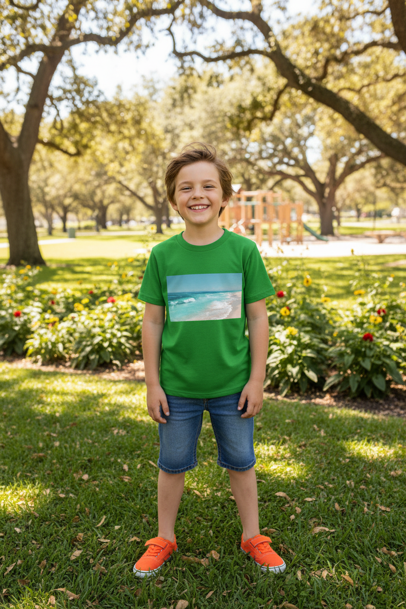 Kids Beach Vibes Graphic Printed Half Sleeve T-Shirt | Soft Cotton | Regular Fit
