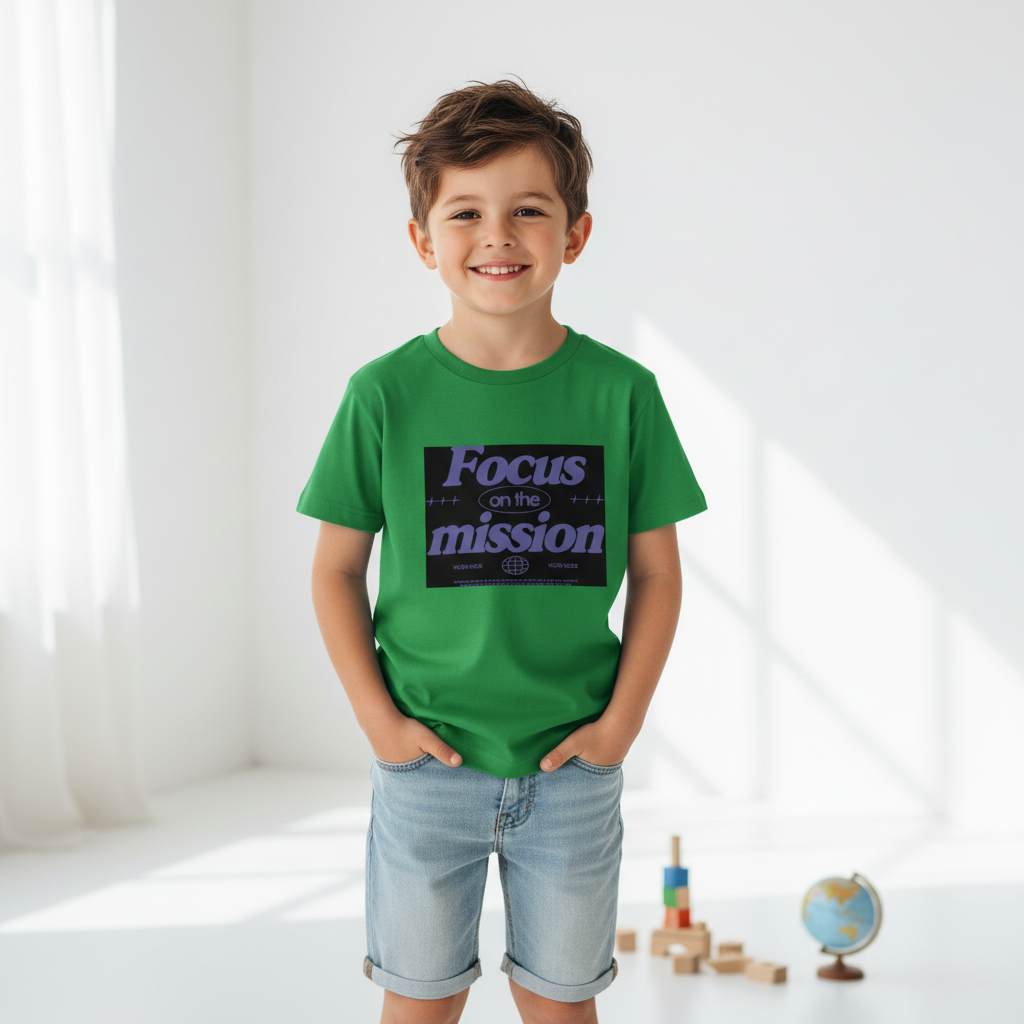 Focus on the Mission Graphic Printed Kids Cotton T-Shirt | Premium Half Sleeve Tee