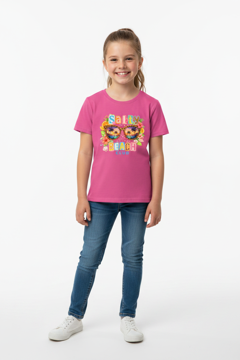Salty Beach Club Kids Graphic T-Shirt | Summer Vacation Print