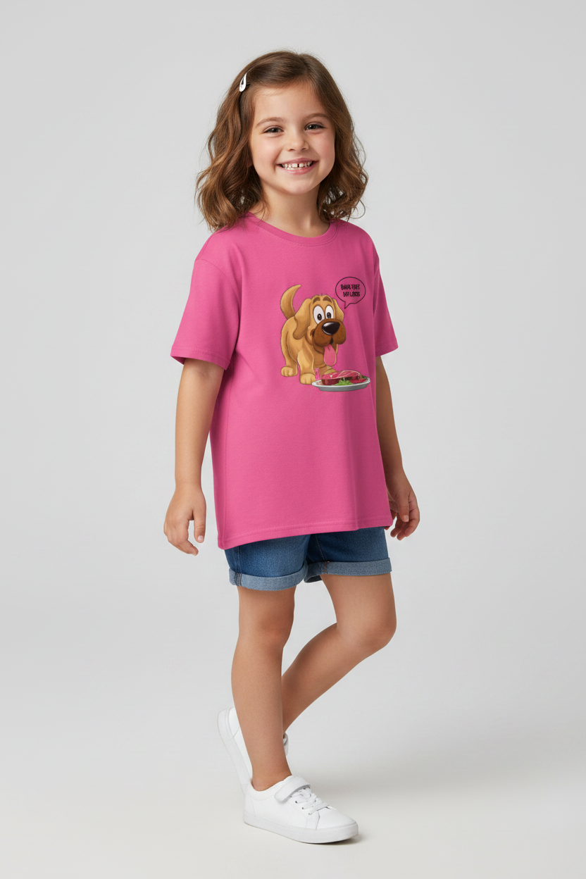 Bark First, Eat Later Kids Graphic T-Shirt | Cute Funny Dog Print | Half Sleeve Cotton Tee