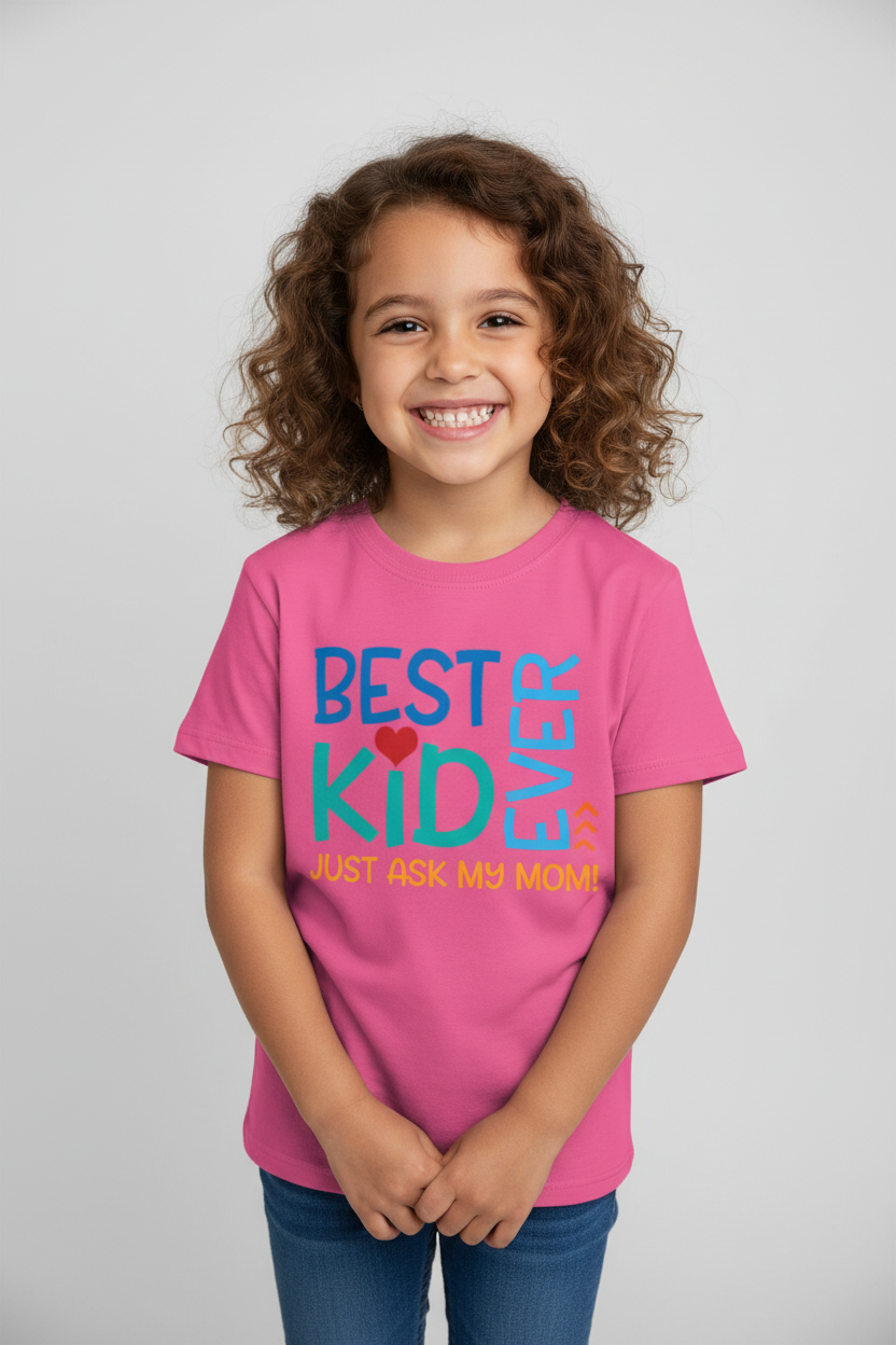 Best Kid Ever Printed Kids Half Sleeve T-Shirt | Soft Cotton | Navy Blue | Made in India