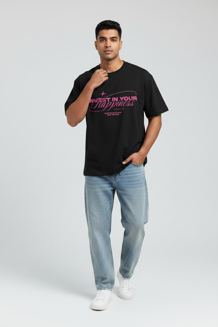 Invest in Your Happiness Oversized Graphic T-Shirt | Premium Cotton | Unisex