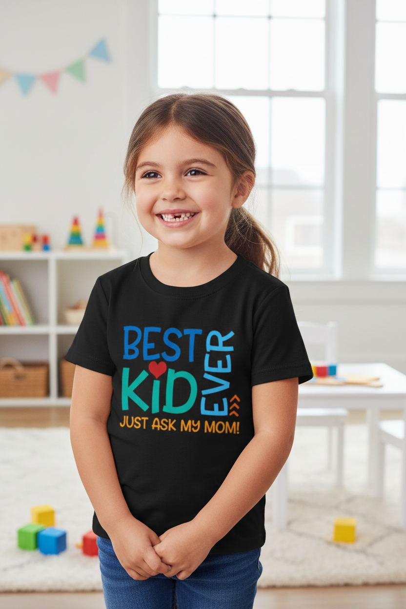 Best Kid Ever Printed Kids Half Sleeve T-Shirt | Soft Cotton | Navy Blue | Made in India