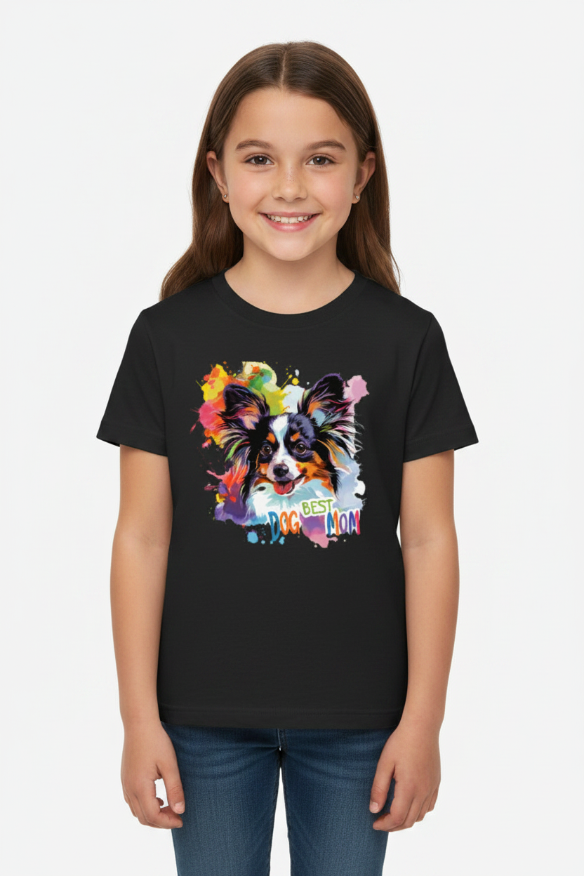 Kids Best Dog Moon Graphic Printed T-Shirt | Cute Color Splash Dog Tee