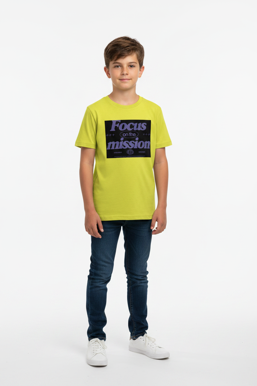 Focus on the Mission Graphic Printed Kids Cotton T-Shirt | Premium Half Sleeve Tee