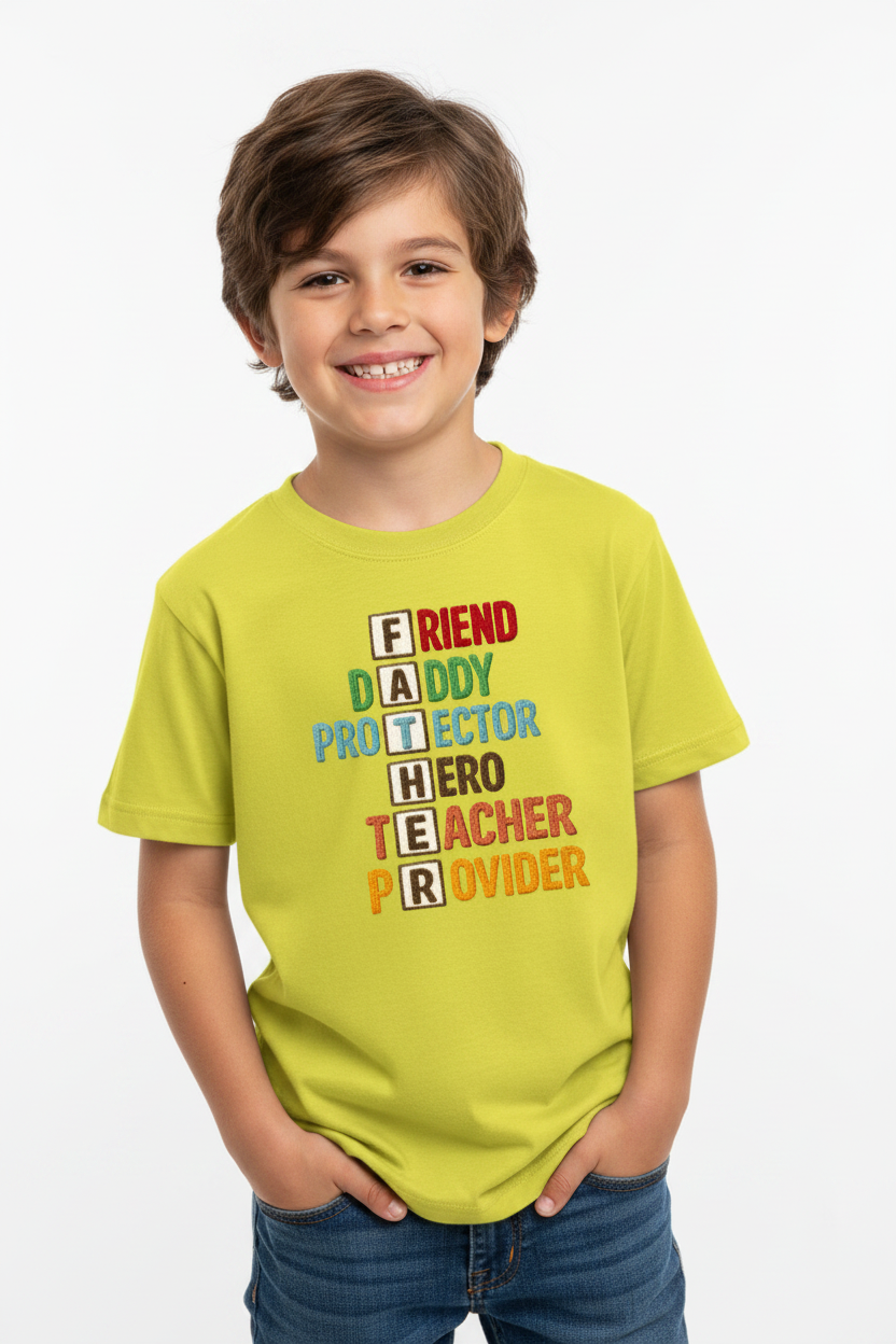Kids Father's Day Typography Printed T-Shirt | 100% Cotton | White |