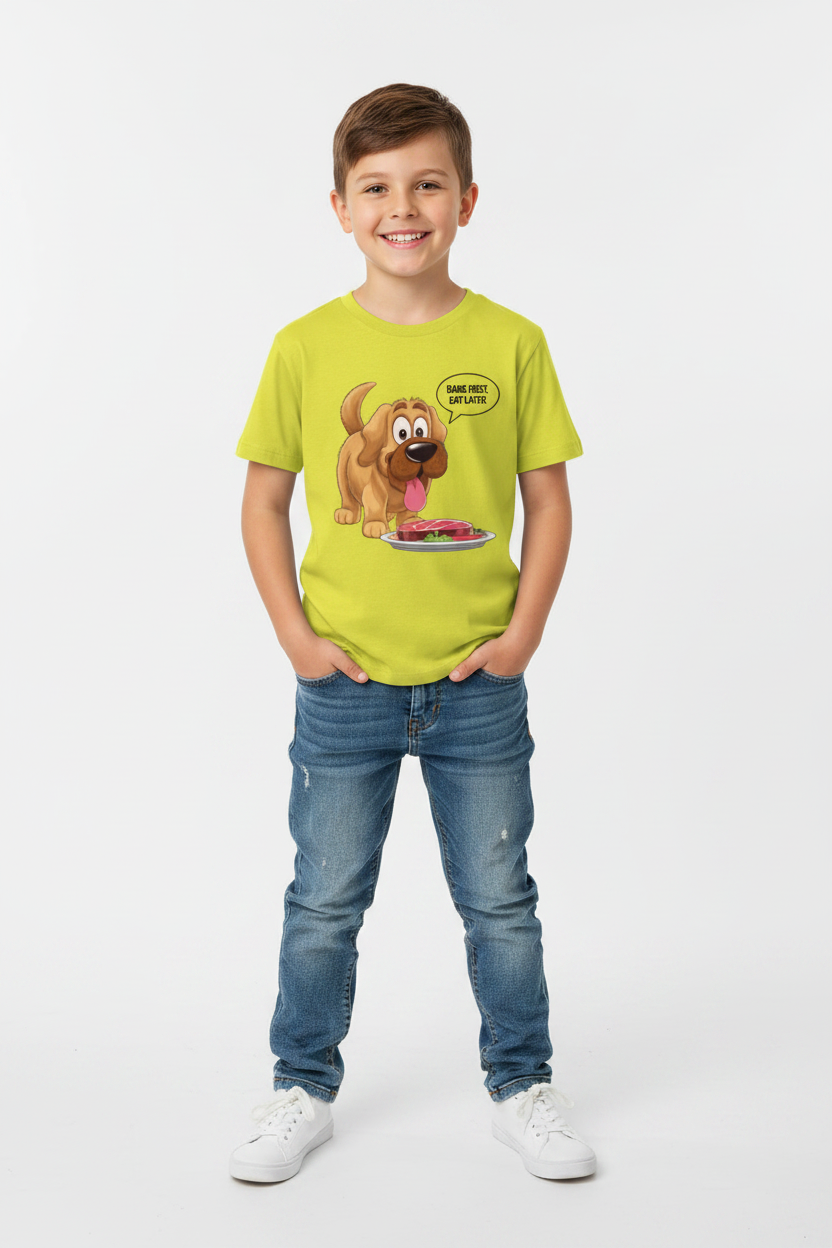 Boys Cute Dog Graphic Printed Cotton T-Shirt| Soft Premium Half Sleeves Tee
