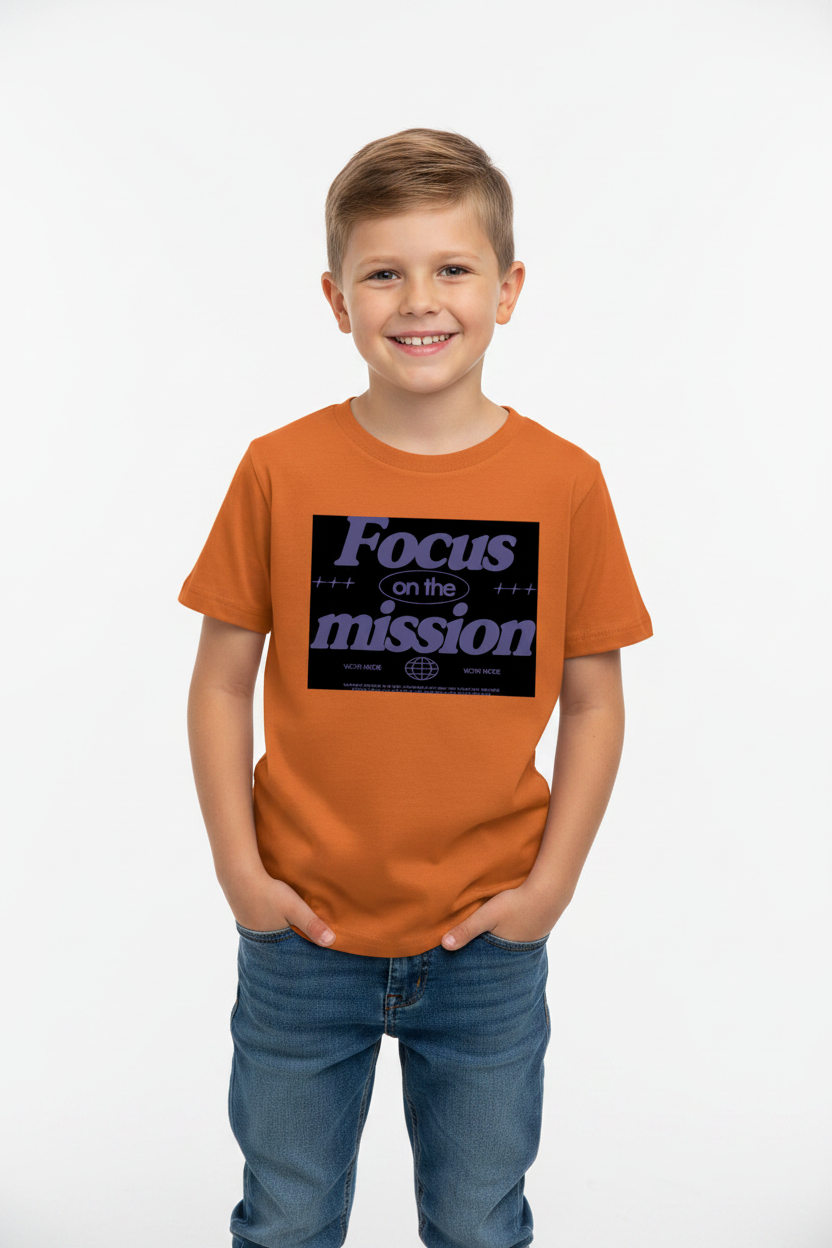Focus on the Mission Graphic Printed Kids Cotton T-Shirt | Premium Half Sleeve Tee