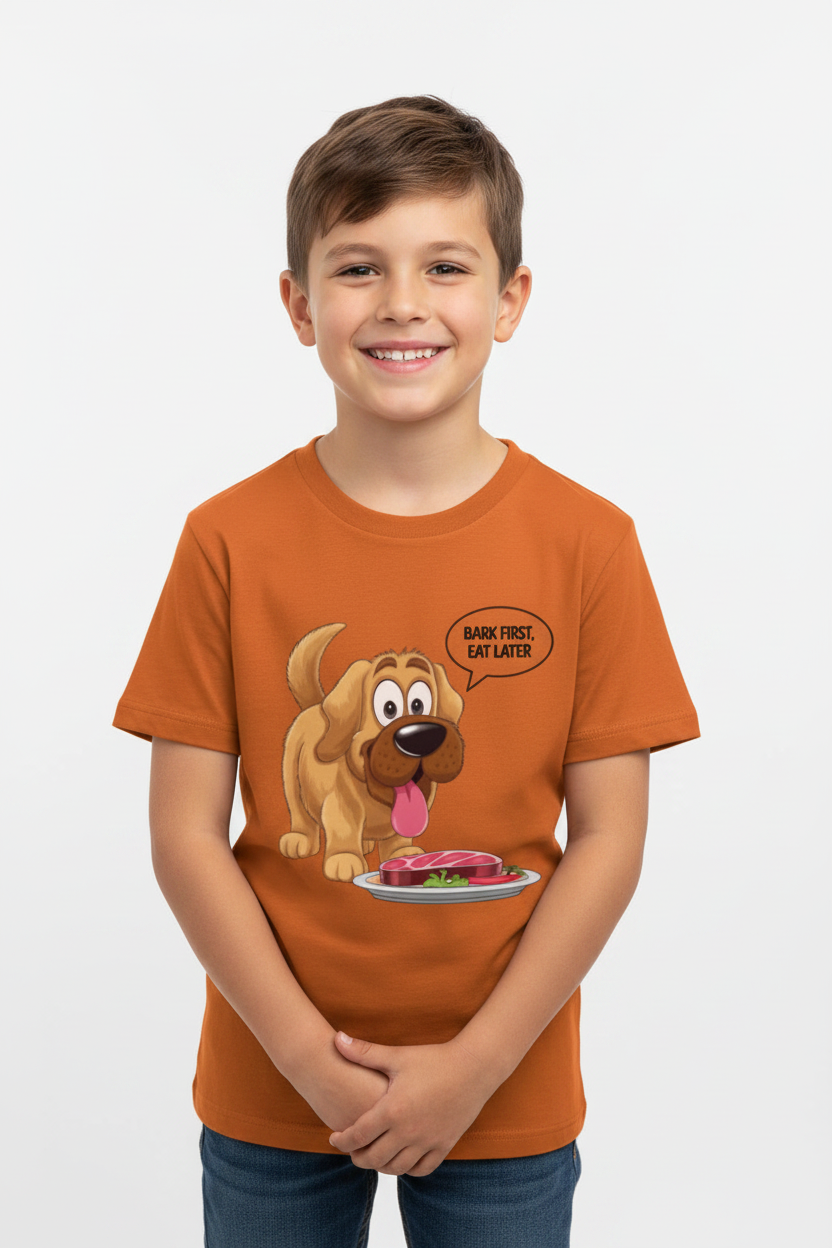 Boys Cute Dog Graphic Printed Cotton T-Shirt| Soft Premium Half Sleeves Tee