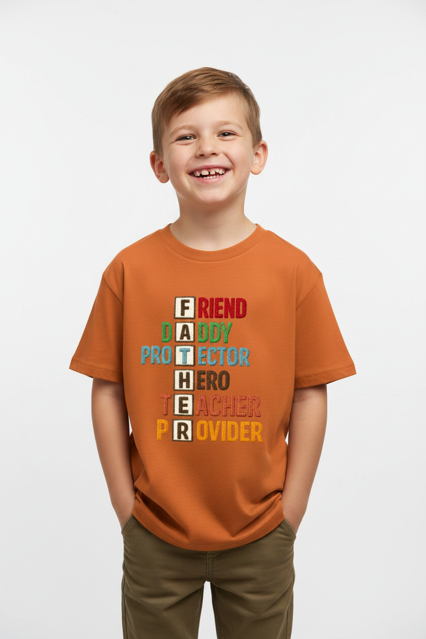 Kids Father's Day Typography Printed T-Shirt | 100% Cotton | White |