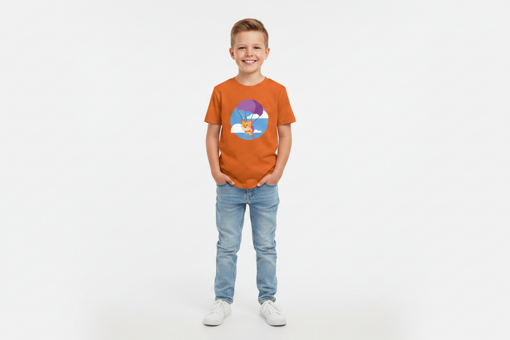 Cute Parachute Fox Kids White Cotton T-Shirt | Soft & Comfortable