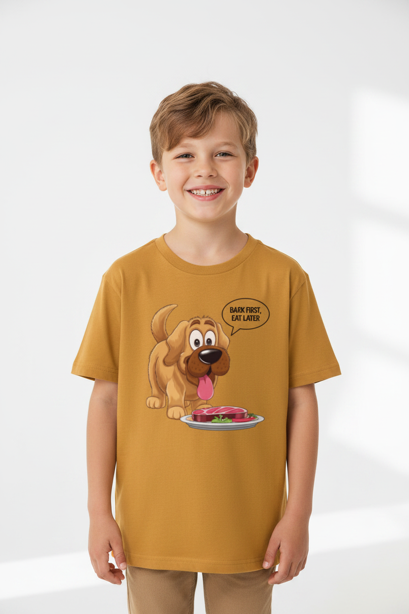 Boys Cute Dog Graphic Printed Cotton T-Shirt| Soft Premium Half Sleeves Tee