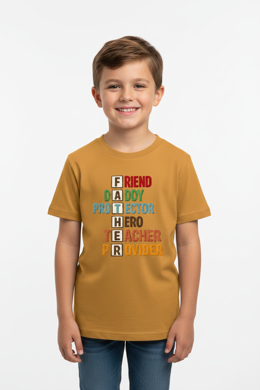 Kids Father's Day Typography Printed T-Shirt | 100% Cotton | White |