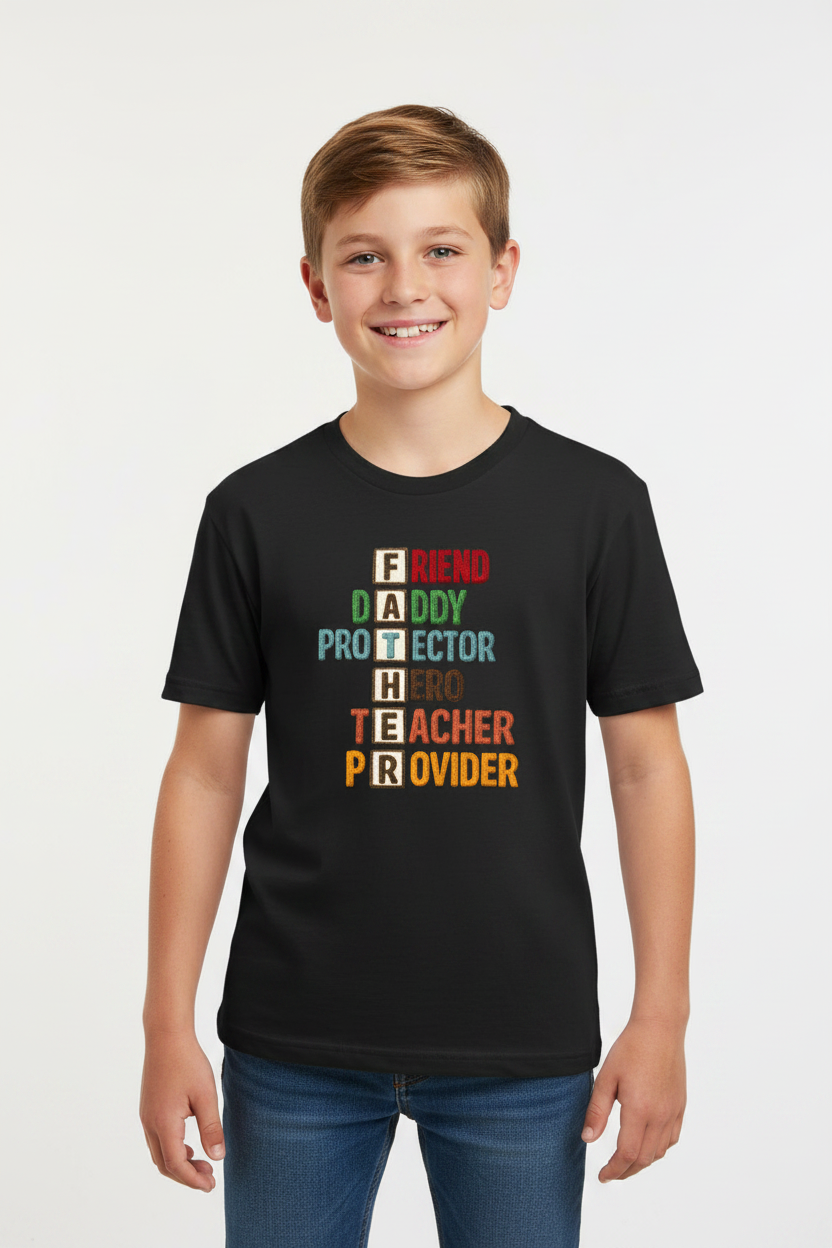 Kids Father's Day Typography Printed T-Shirt | 100% Cotton | White |
