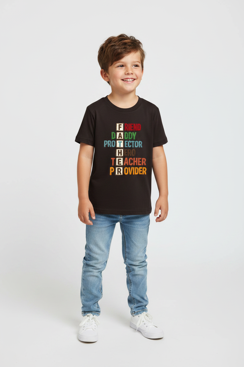 Kids Father's Day Typography Printed T-Shirt | 100% Cotton | White |