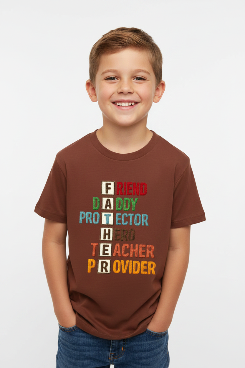 Kids Father's Day Typography Printed T-Shirt | 100% Cotton | White |