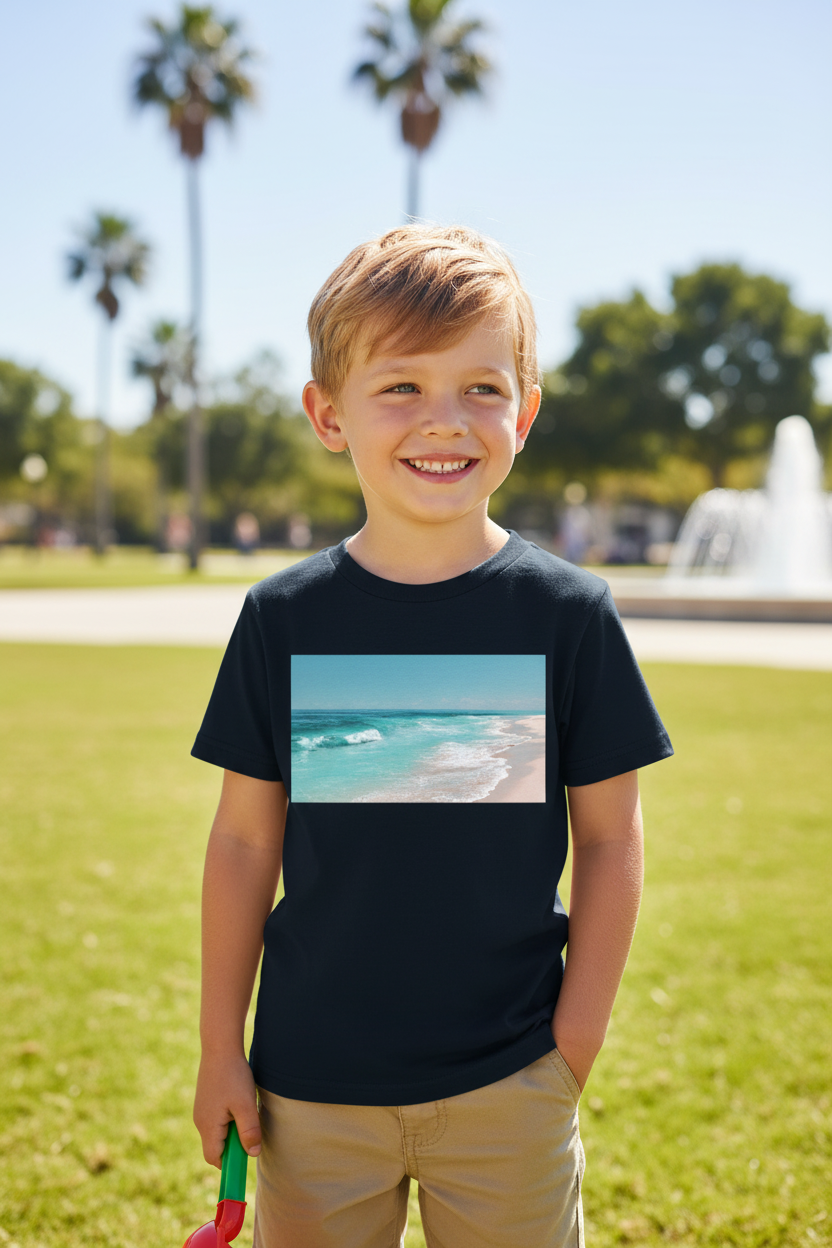 Kids Beach Vibes Graphic Printed Half Sleeve T-Shirt | Soft Cotton | Regular Fit