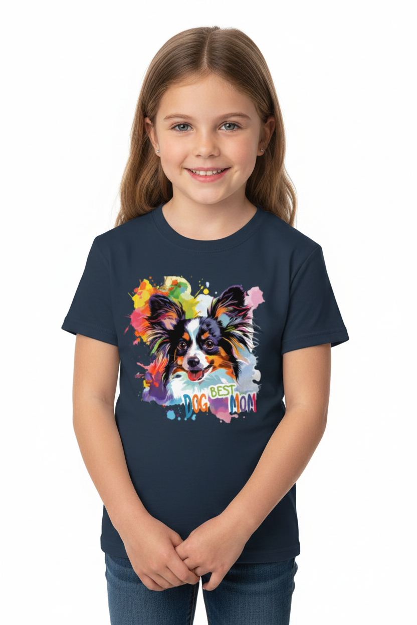 Kids Best Dog Moon Graphic Printed T-Shirt | Cute Color Splash Dog Tee