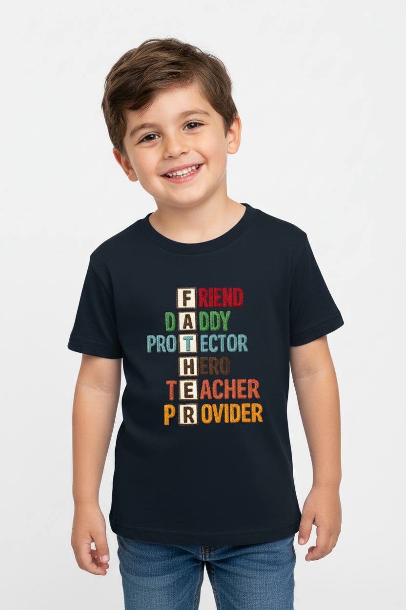 Kids Father's Day Typography Printed T-Shirt | 100% Cotton | White |