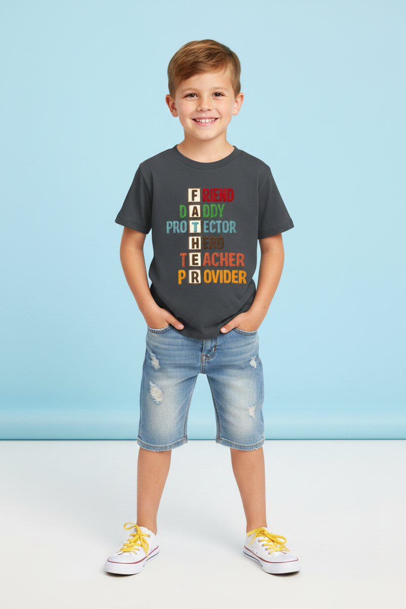 Kids Father's Day Typography Printed T-Shirt | 100% Cotton | White |