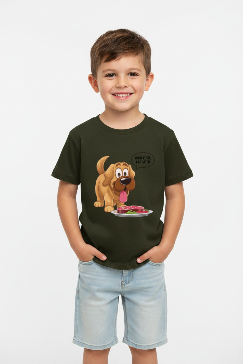Boys Cute Dog Graphic Printed Cotton T-Shirt| Soft Premium Half Sleeves Tee