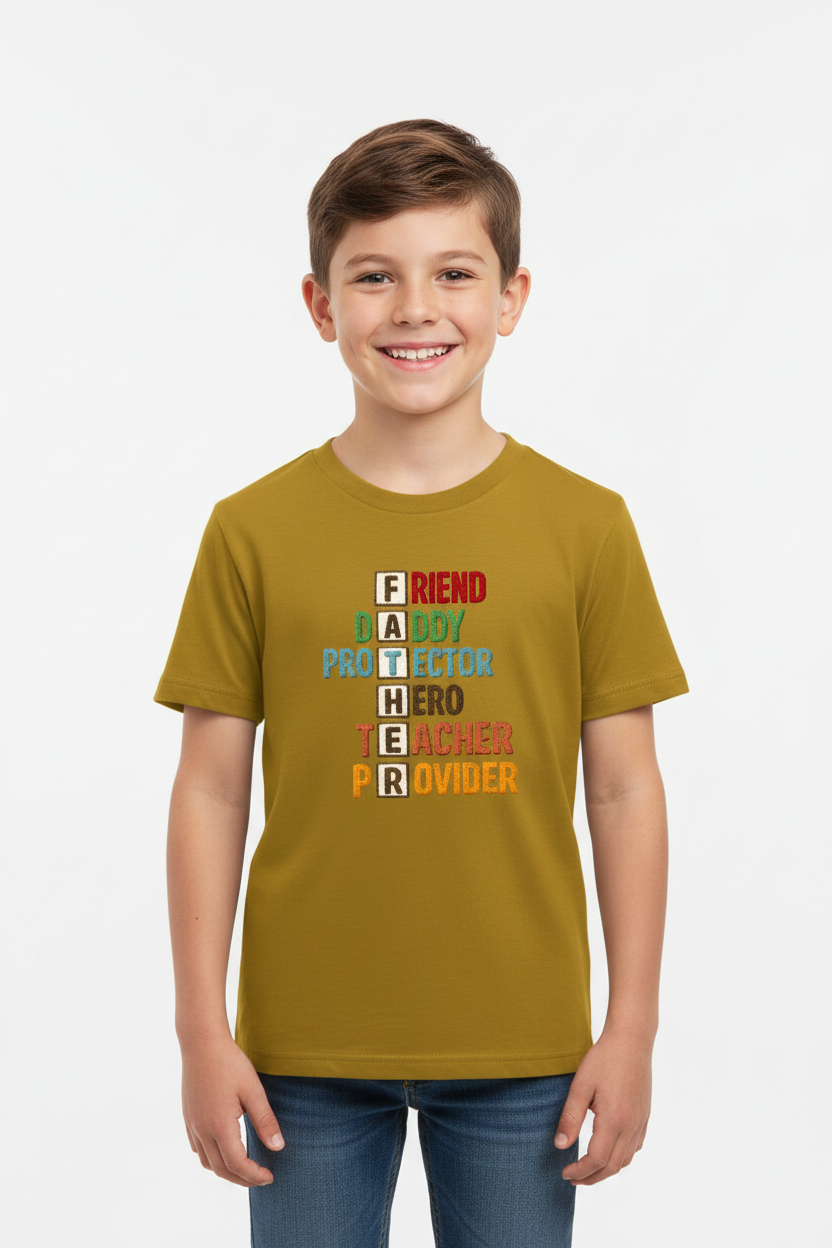 Kids Father's Day Typography Printed T-Shirt | 100% Cotton | White |