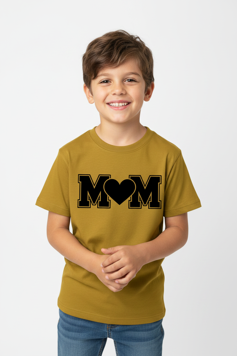 M♥️M Kids Graphic Printed Cotton T-Shirt | Cute Mother's Love Half Sleeves Crew Neck Tee for Boys & Girls