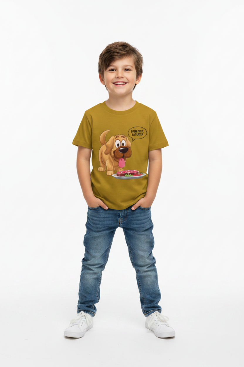 Boys Cute Dog Graphic Printed Cotton T-Shirt| Soft Premium Half Sleeves Tee