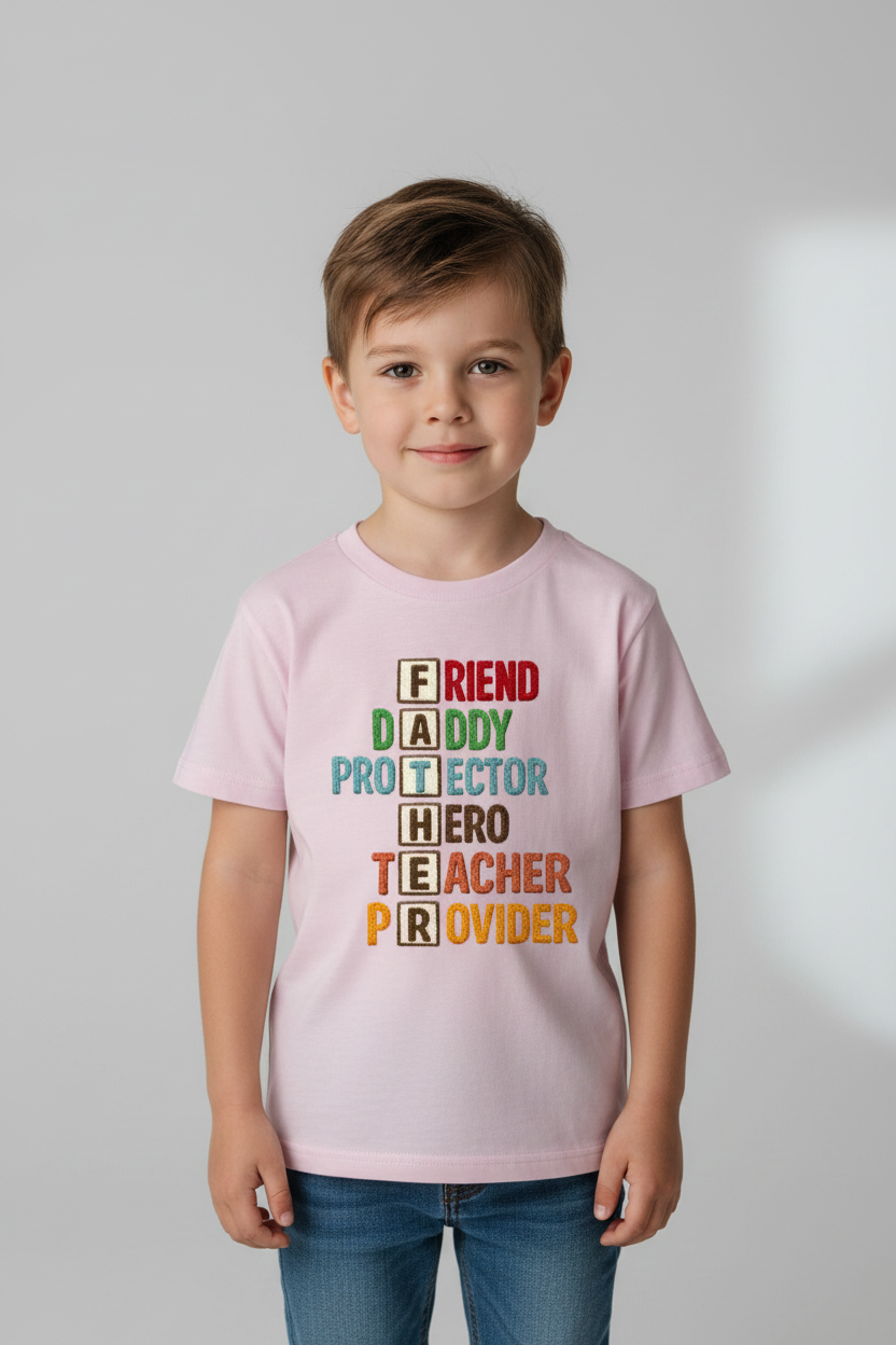 Kids Father's Day Typography Printed T-Shirt | 100% Cotton | White |