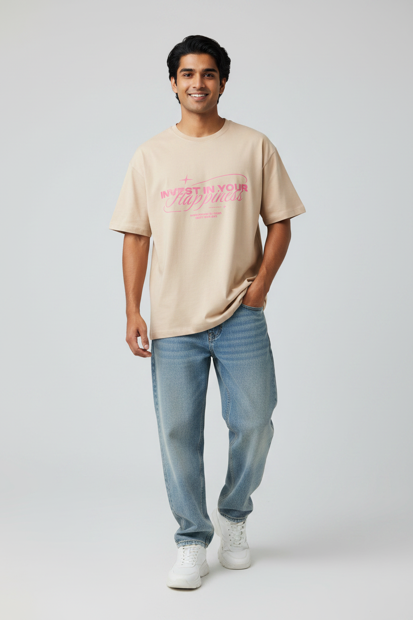 Invest in Your Happiness Oversized Graphic T-Shirt | Premium Cotton | Unisex