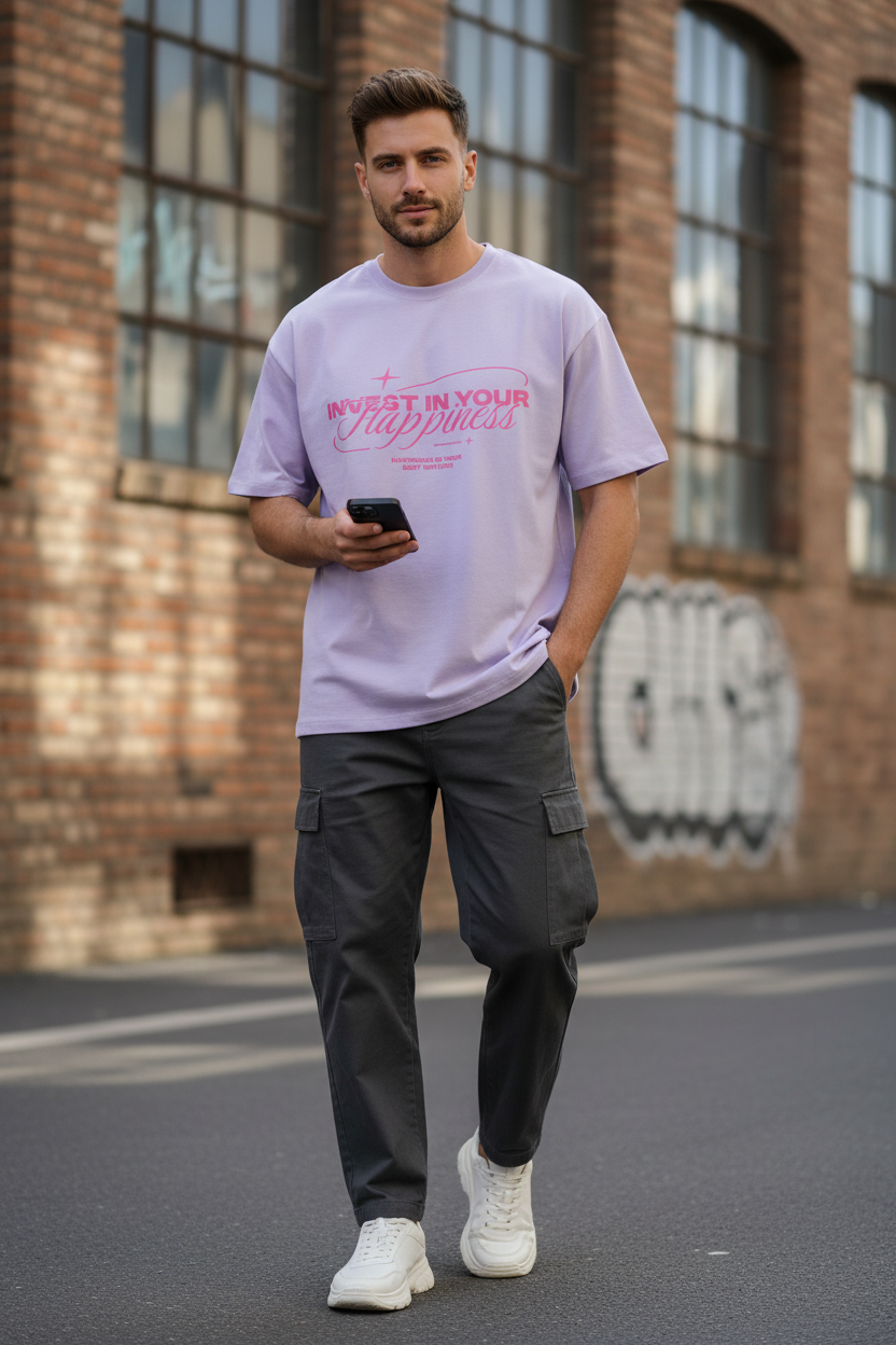 Invest in Your Happiness Oversized Graphic T-Shirt | Premium Cotton | Unisex