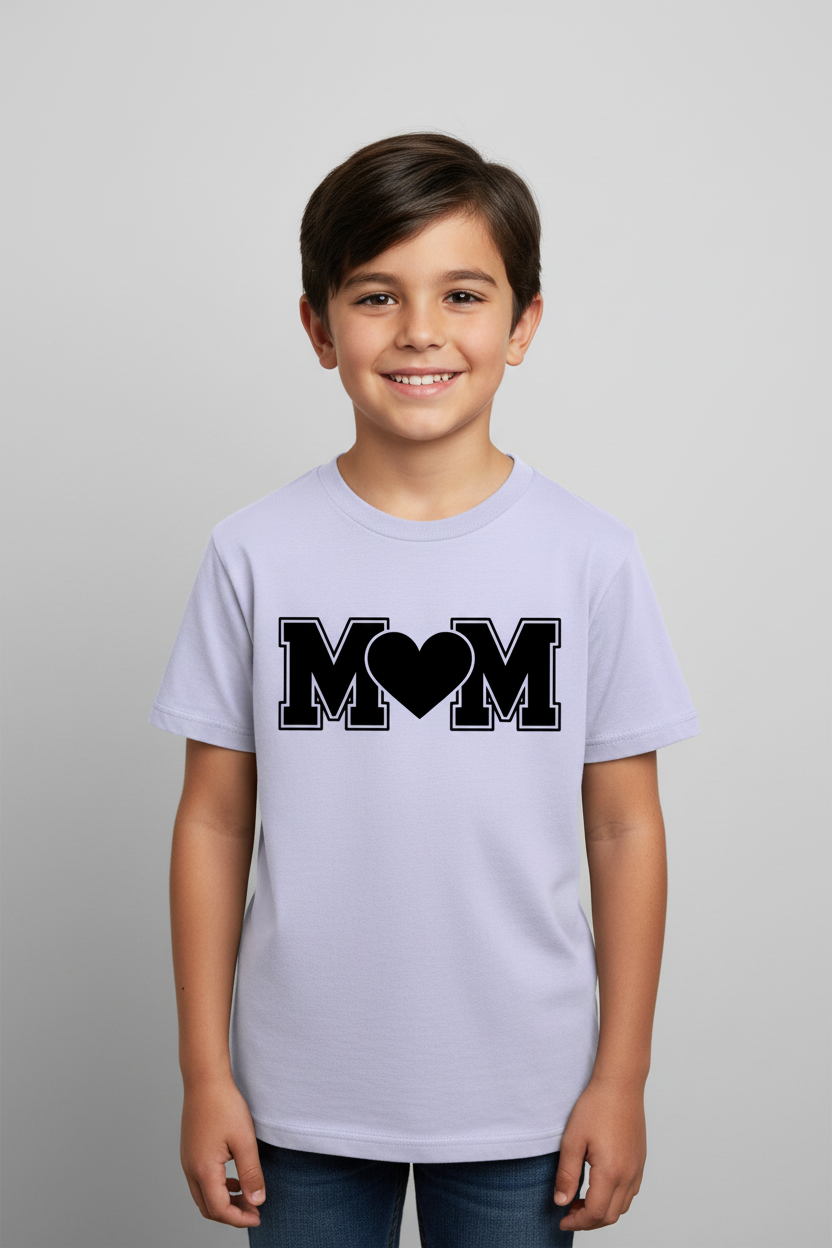 M♥️M Kids Graphic Printed Cotton T-Shirt | Cute Mother's Love Half Sleeves Crew Neck Tee for Boys & Girls