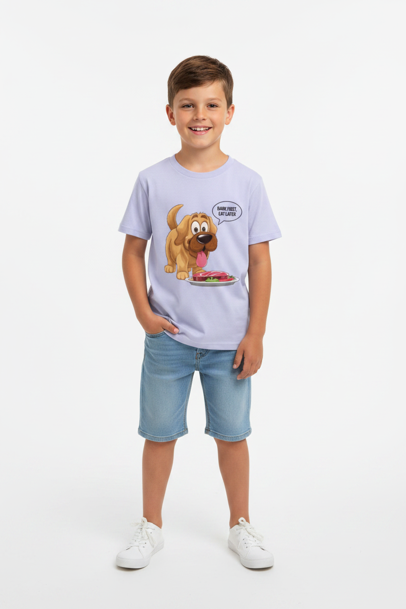 Boys Cute Dog Graphic Printed Cotton T-Shirt| Soft Premium Half Sleeves Tee
