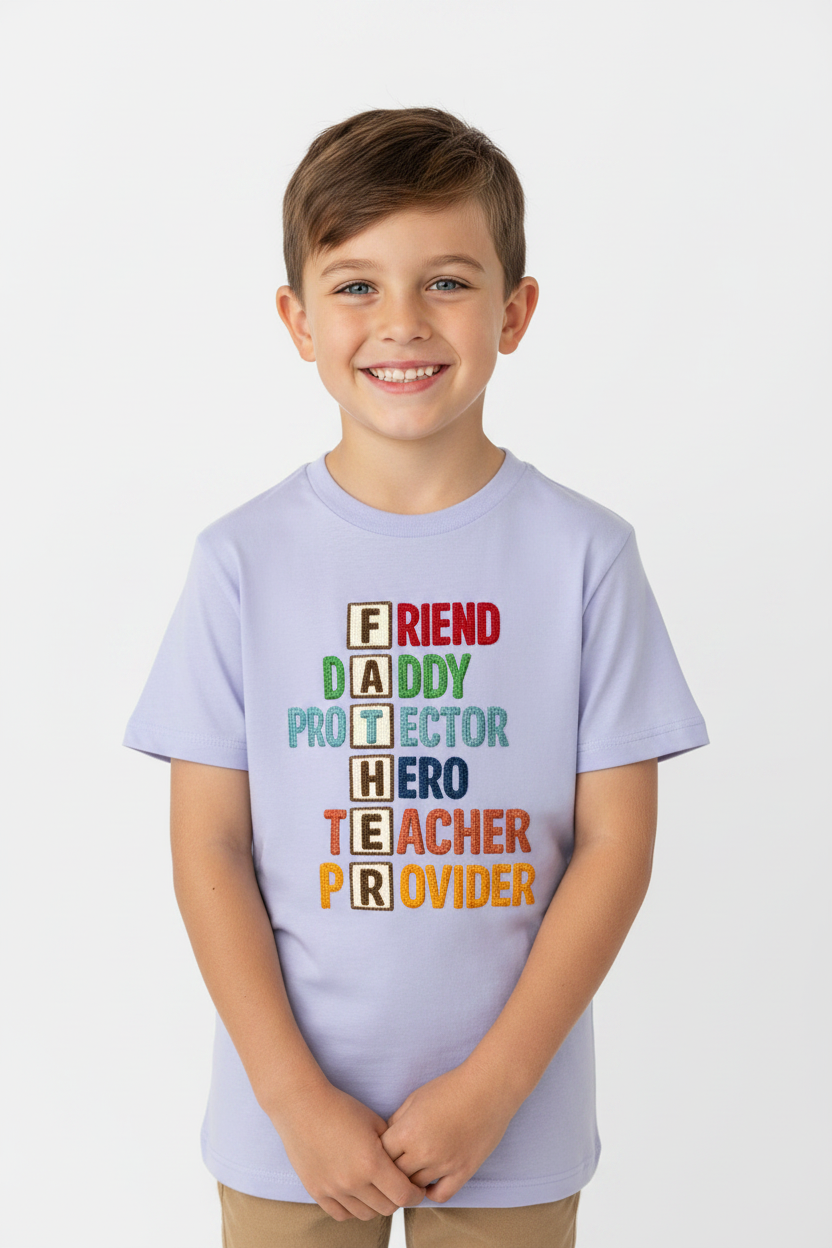 Kids Father's Day Typography Printed T-Shirt | 100% Cotton | White |