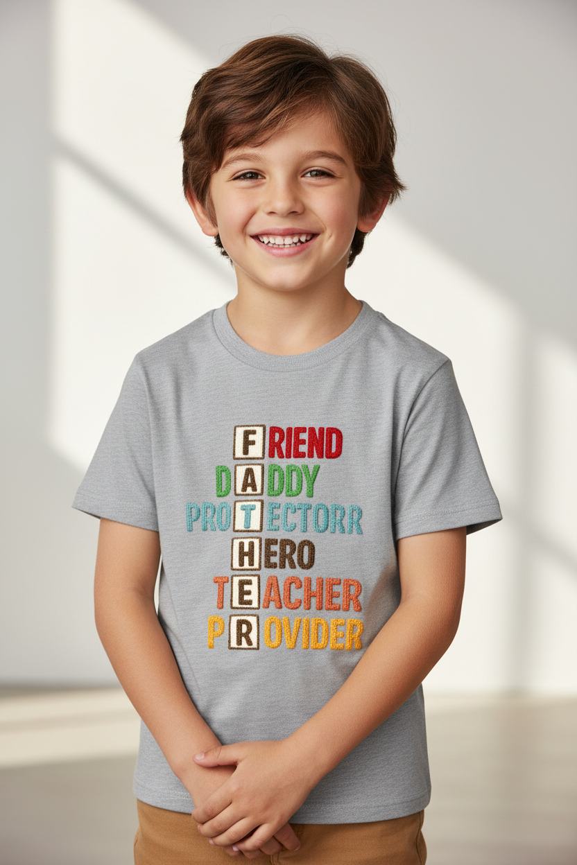 Kids Father's Day Typography Printed T-Shirt | 100% Cotton | White |