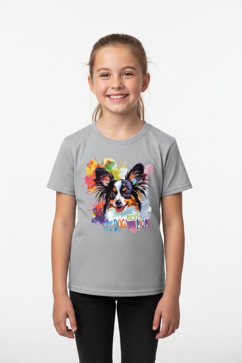 Kids Best Dog Moon Graphic Printed T-Shirt | Cute Color Splash Dog Tee